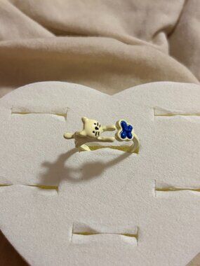 Free People Cream Cat and Butterfly Open Band Ring